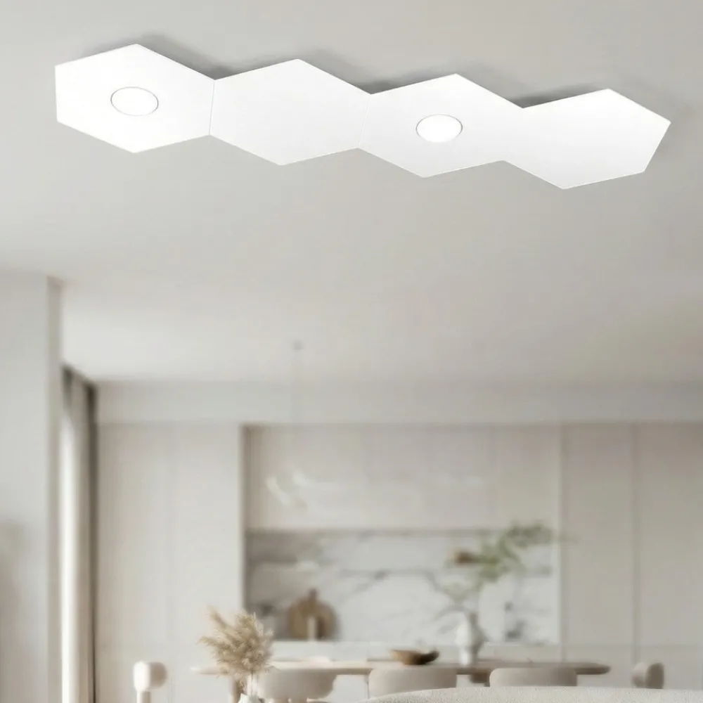 Plafoniere Moderne-Top Light Toplight plafoniera 2 luci esagonale bianca moderna