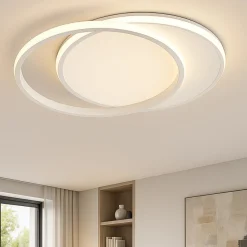 Plafoniere Moderne-Top Light plafoniera mercury bianca due cerchi led 42w cct per soggiorno