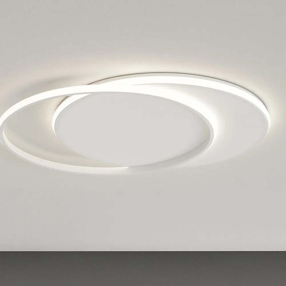 Plafoniere Moderne-Top Light plafoniera mercury bianca due cerchi led 42w cct per soggiorno