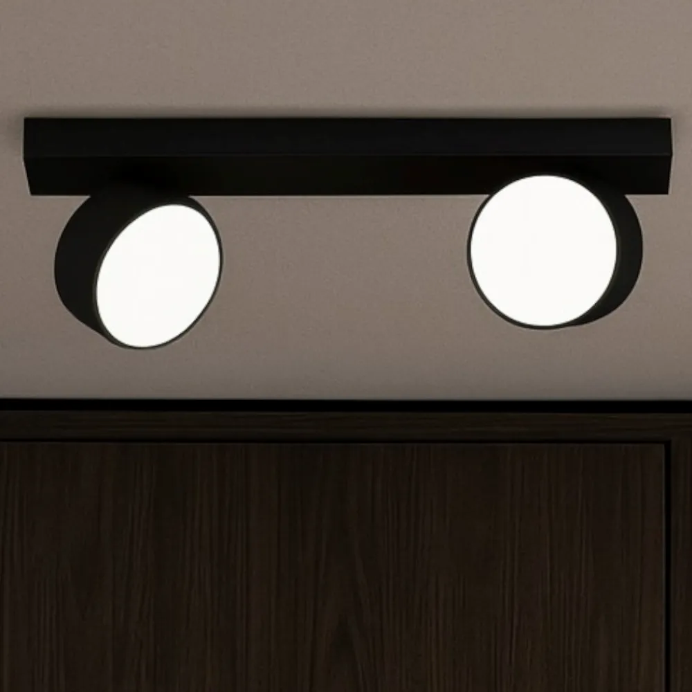 Plafoniere Moderne-Top Light Toplight plafoniera moderna nera con due faretti led orientabili