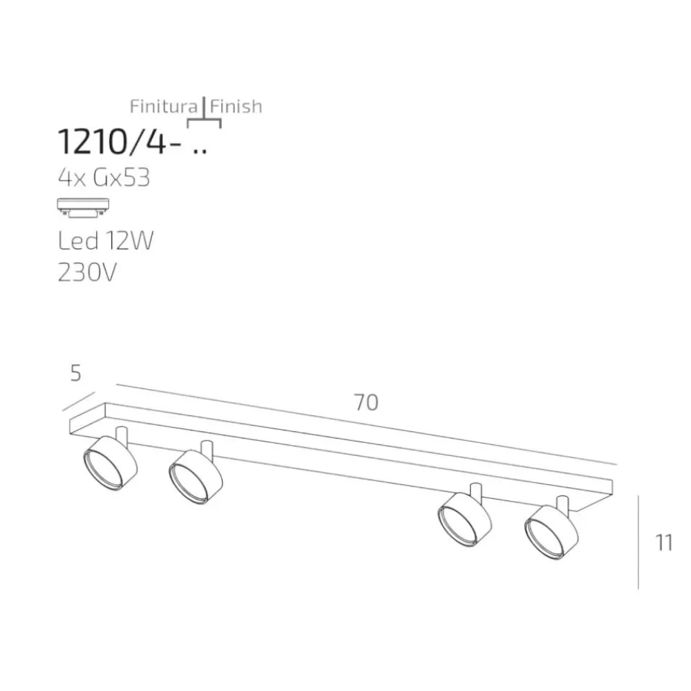 Plafoniere Moderne-Top Light Toplight plafoniera moderna sabbia 4 luci orientabili per cucina