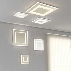 Plafoniere Moderne-Top Light plafoniera moderna wish bianca quadrata per soggiorno led cct