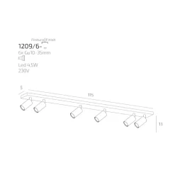 Plafoniere Moderne-Top Light Toplight plafoniera moderna 6 luci led nere orientabili