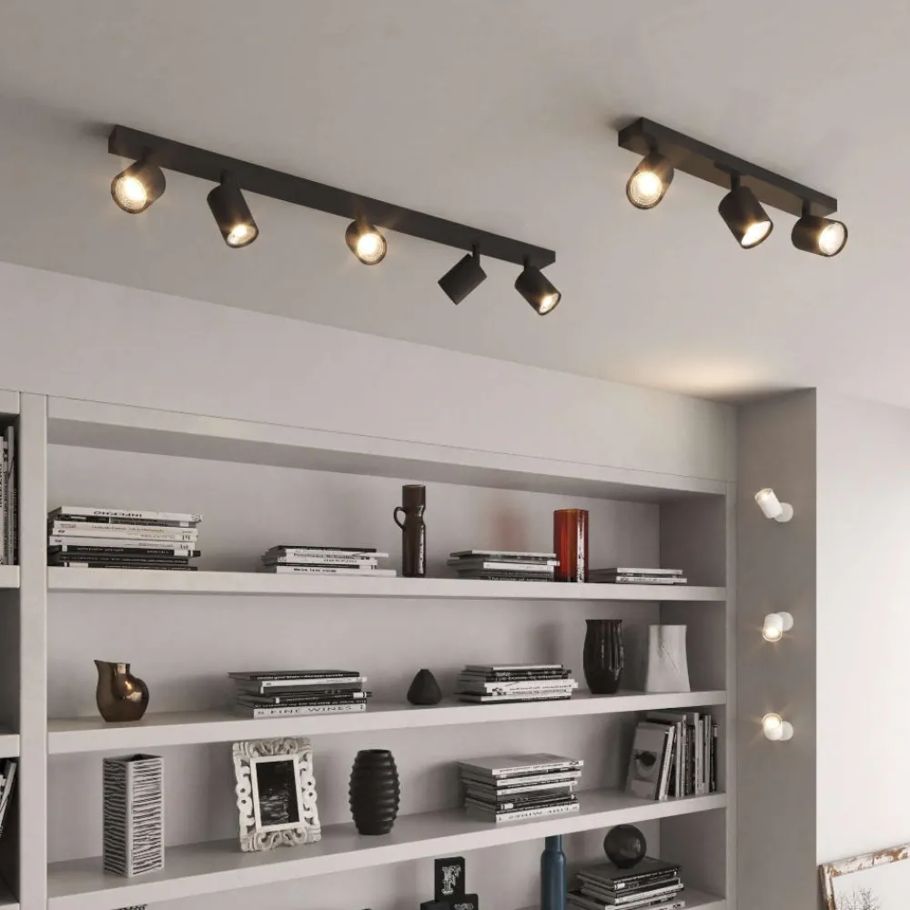 Plafoniere Moderne-Top Light Toplight plafoniera per cucina moderna nera 5 luci orientabili
