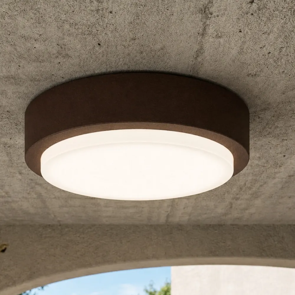 Plafoniere Da Esterno-Top Light plafoniera rotonda baku corten moderna ip54