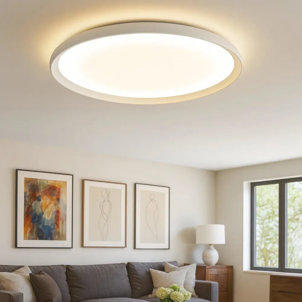 Plafoniere Moderne-Top Light plana plafoniera moderna bianca rotonda biemissione led 55w cct