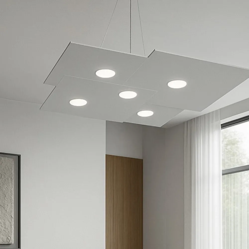 Lampadari Moderni-Top Light Toplight plate lampadario grigio design moderno per soggiorno