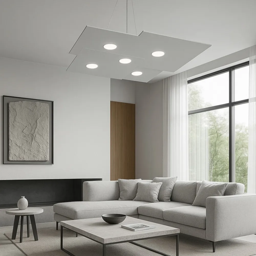 Lampadari Moderni-Top Light Toplight plate lampadario grigio design moderno per soggiorno