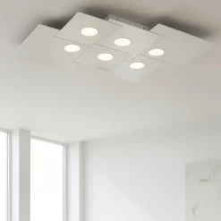 Plafoniere Moderne-Top Light plate plafoniera design moderna bianca squadrata