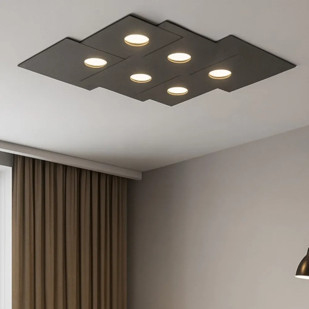 Plafoniere Moderne-Top Light Toplight plate plafoniera moderna antracite per cucina rettangolare