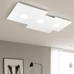 Plafoniere Moderne-Top Light plate plafoniera per cucina moderna squadrata bianca