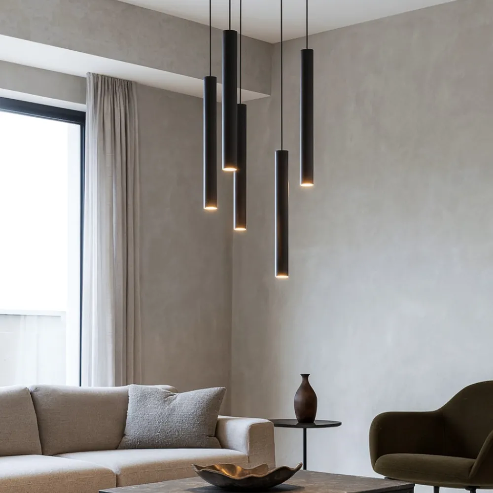 Lampadari Moderni-Top Light round tube lampadario moderno cilindri nero