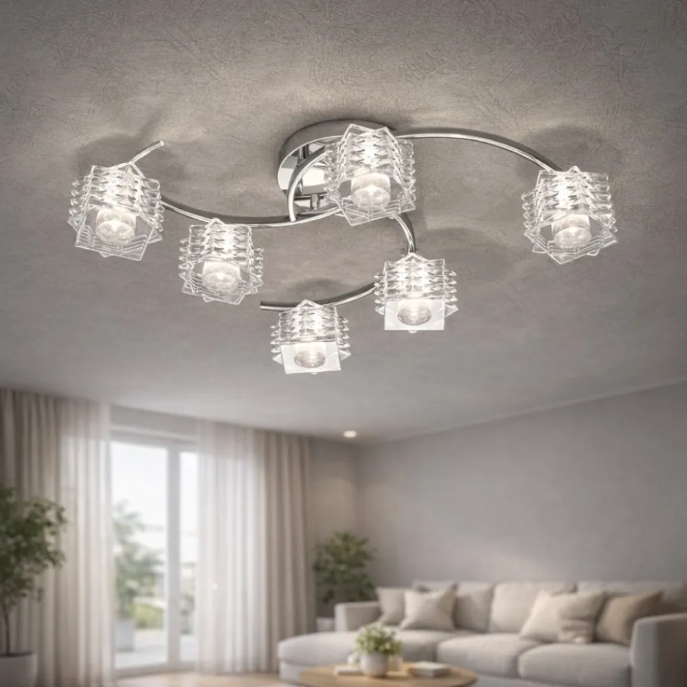 Plafoniere Moderne-Top Light rubik plafoniera con faretti n vetro orientabili