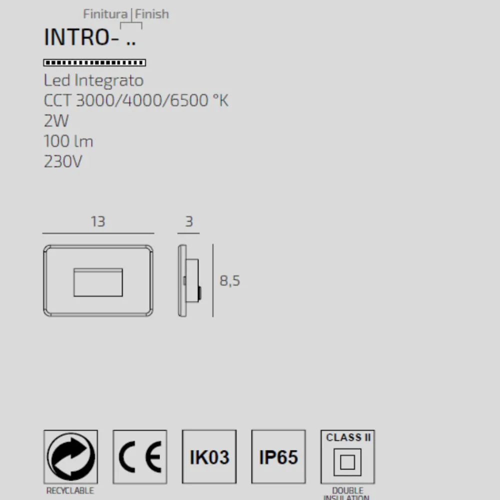 Segnapasso Led-Top Light segnapasso da esterno intro antracite per incasso parete led cct