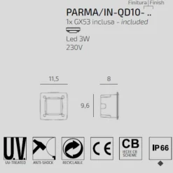 Segnapasso Led-Top Light segnapasso da incasso a parete quadrato nero per esterno anti corrosione ip66