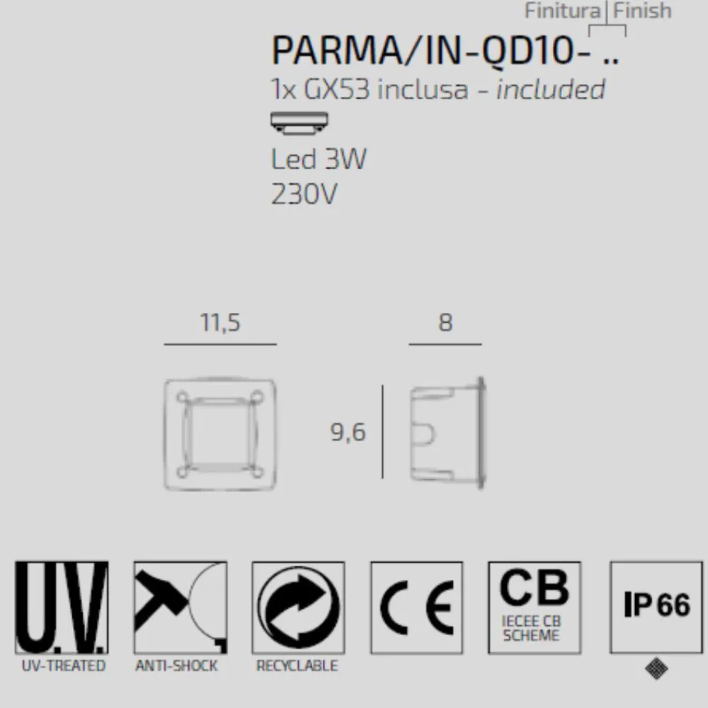 Segnapasso Led-Top Light segnapasso da incasso a parete quadrato nero per esterno anti corrosione ip66