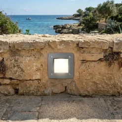 Segnapasso Led-Top Light segnapasso grigio da esterno per incasso a parete anti corrosione ip66
