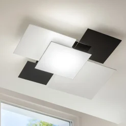 Plafoniere Moderne-Top Light shadow plafoniera 90cm moderna da cucina vetri nero bianco