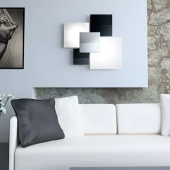 Plafoniere Moderne-Top Light shadow plafoniera 90cm moderna da cucina vetri nero bianco