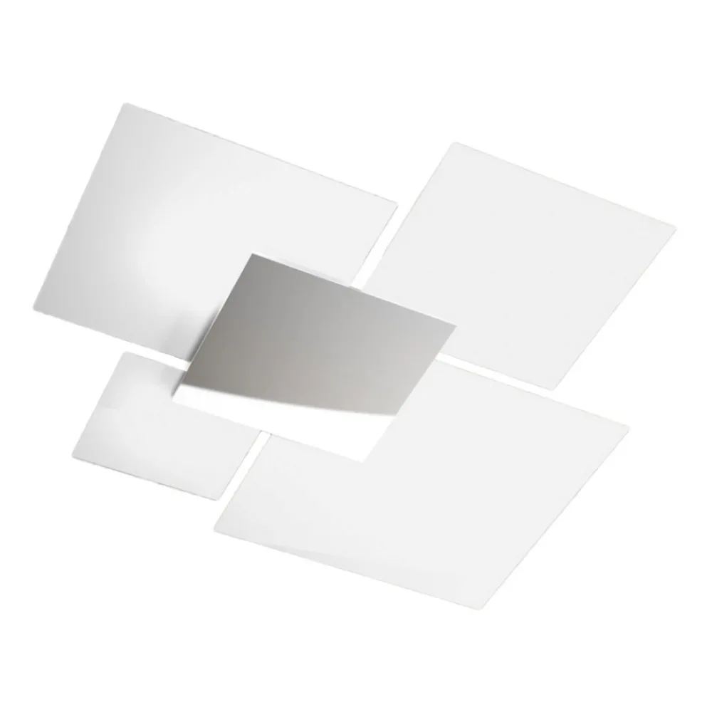 Plafoniere Moderne-Top Light Toplight shadow plafoniera 90cm moderna per cucina bianca cromo