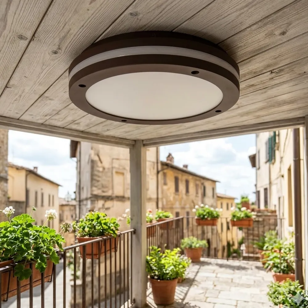 Plafoniere Da Esterno-Top Light soho plafoniera per esterno corten moderna rotonda