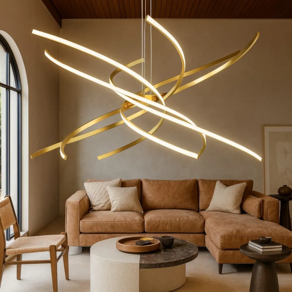 Lampadari Moderni-Top Light Toplight tornado lampadario per soggiorno oro led 4000k - 3000k