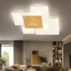 Plafoniere Moderne-Top Light Toplight upgrade plafoniera vetro bianco foglia oro rettangolare