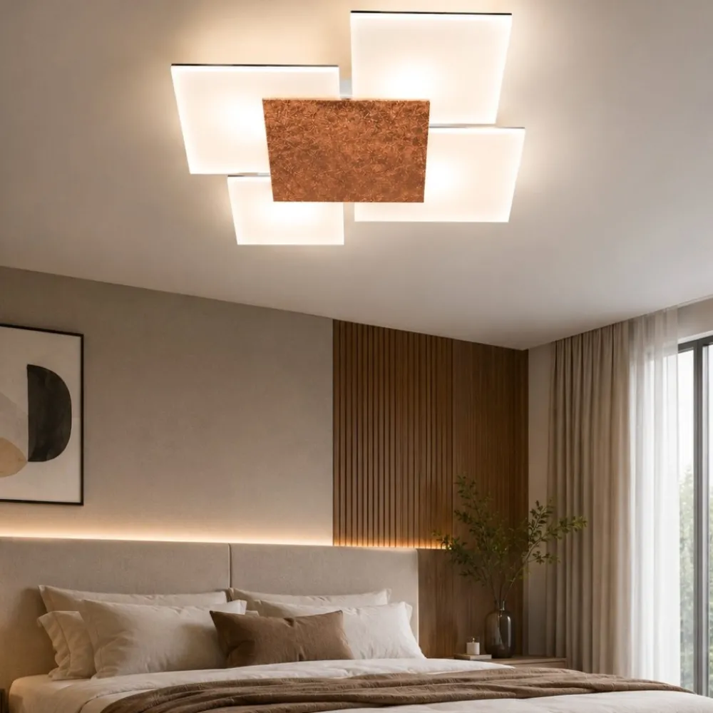 Plafoniere Moderne-Top Light Toplight upgrade plafoniera per camera da letto placca foglia rame