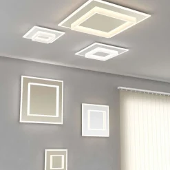 Plafoniere Moderne-Top Light wish bianca grande plafoniera led 58w cct design quadrata