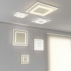 Plafoniere Moderne-Top Light wish plafoniera bianca moderna design quadrato led 29w cct