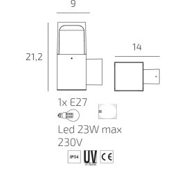 Applique Da Esterno-Top Light york applique da esterno moderna antracite ip54