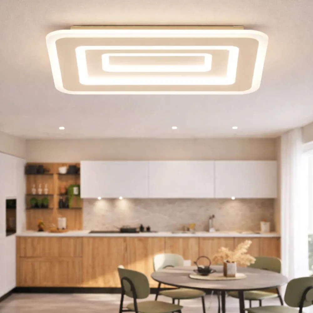 Plafoniere Moderne-Top Light zoom plafoniera rettangolare sabbia per cucina moderna led 42w cct