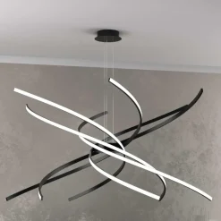Lampadari Moderni-Top Light Tornado lampadario moderno 69w 3000k nero per soggiorno