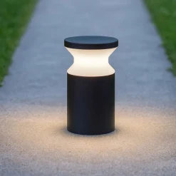 Lampioni Da Giardino-Ideal Lux Torre pt1 lampioncino basso lampione per esterno giardino ip44 nero e27