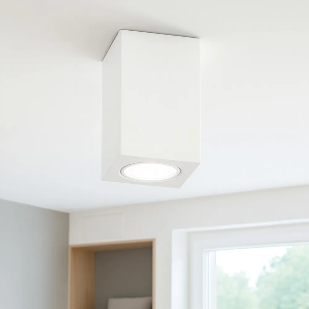 Faretti Da Soffitto-Ideal Lux Tower pl1 square faretto da soffitto squadrato gesso bianco