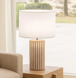 Lampade Da Tavolo-Perenz Illuminazione Tribale perenz lampada da tavolo marrone paralume tessuto bianco