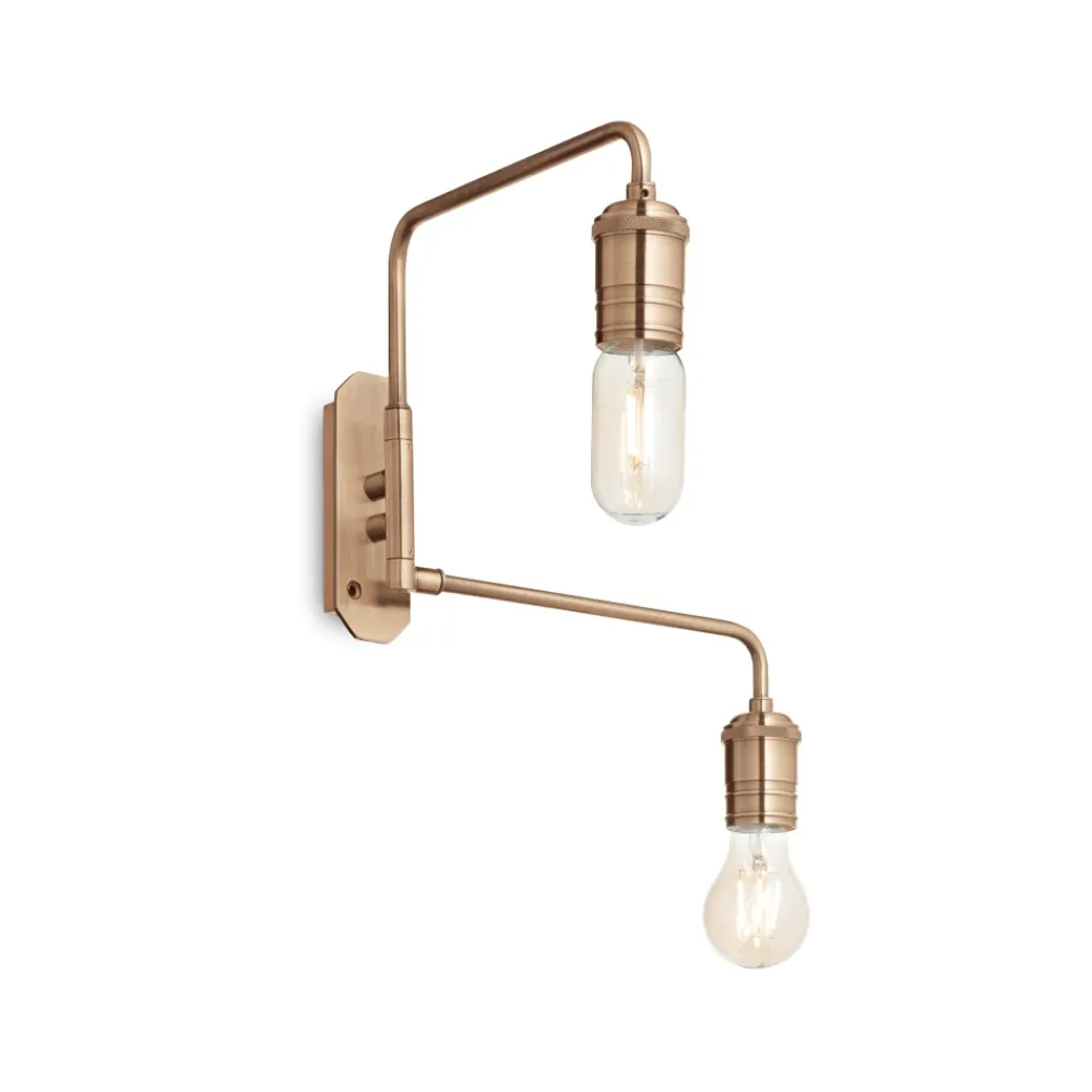 Applique Da Parete-Ideal Lux Triumph ap2 applique due luci ottone anticato orientabile