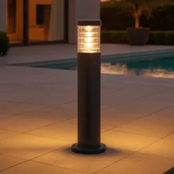 Lampioni Da Giardino-Ideal Lux Tronco pt1 h60 paletto nero tubolare 6 da giardino ip65