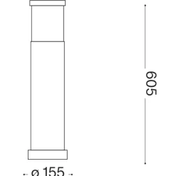 Lampioni Da Giardino-Ideal Lux Tronco pt1 h60 paletto nero tubolare 6 da giardino ip65