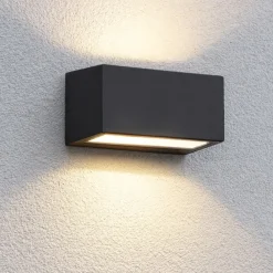 Applique Da Esterno-Ideal Lux Twin ap1 applique da esterno ip44 nero rettangolare