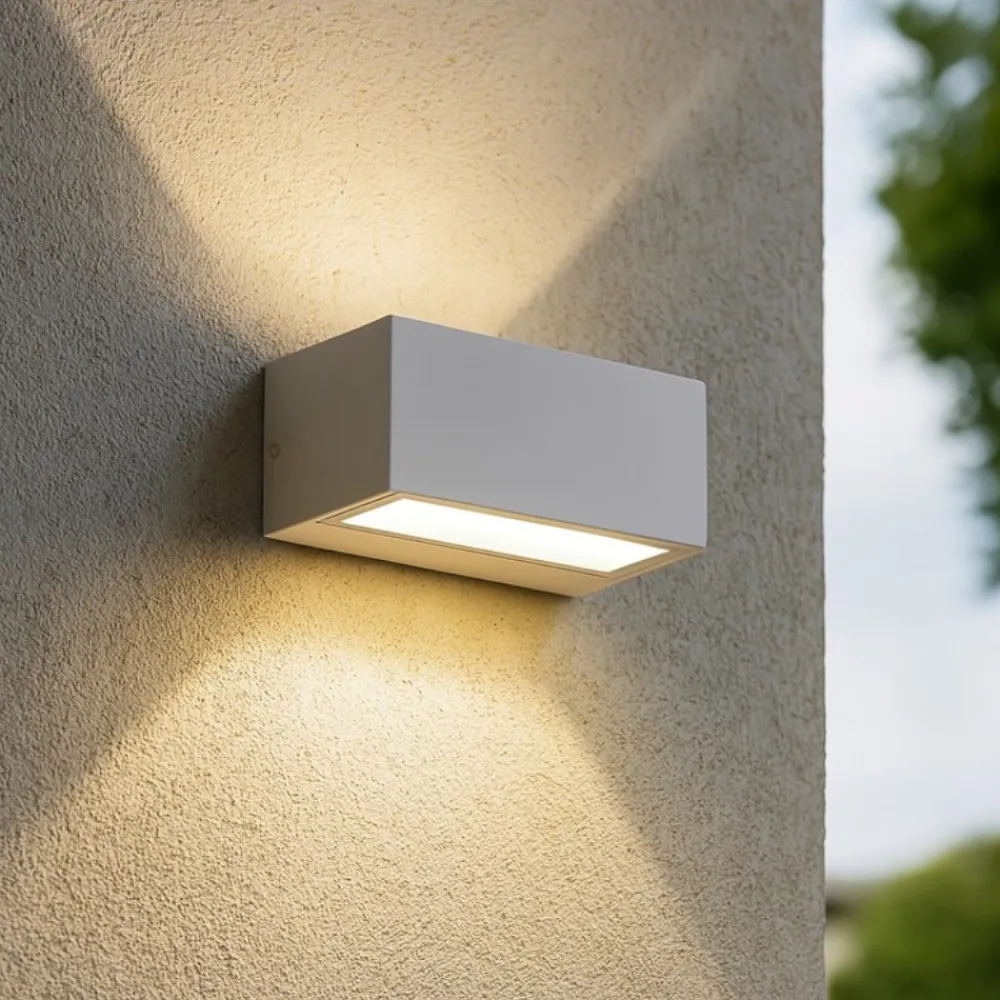 Applique Da Esterno-Ideal Lux Twin ap1 applique da esterno ip44 bianco rettangolare