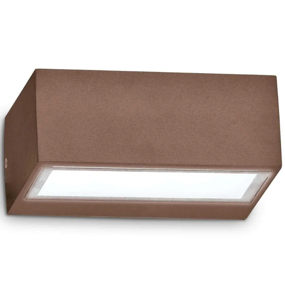 Applique Da Esterno-Ideal Lux Twin ap1 applique da esterno ip44 marrone rettangolare