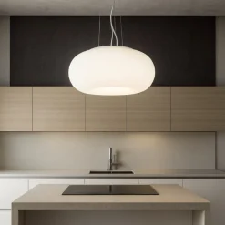 Lampadari Cucina-Ideal Lux Ulisse sp3 d42 lampadario da cucina vetro bianco