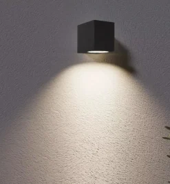 Applique Da Esterno-Ideal Lux Up ap1 applique da esterno ip44 cubo nero luce mono emissione