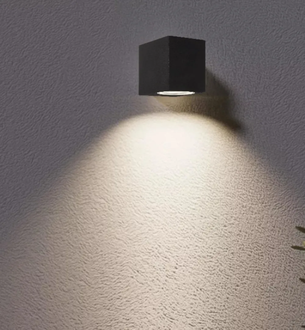 Applique Da Esterno-Ideal Lux Up ap1 applique da esterno ip44 cubo nero luce mono emissione
