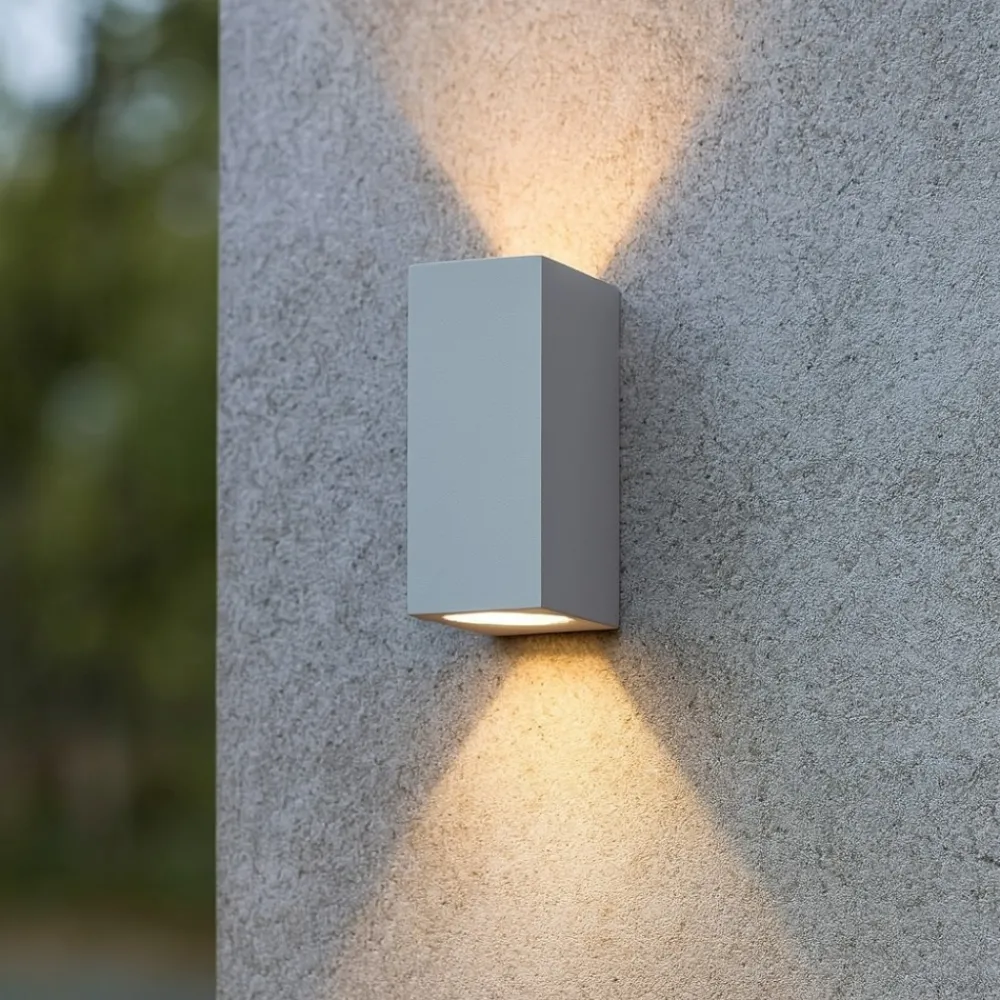 Applique Da Esterno-Ideal Lux Up ap2 applique da esterno doppio fascio luce ip44 grigio
