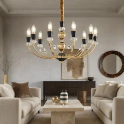 Lampadari Moderni-Ideal Lux Vanity sp8 lampadario oro e nero cristalli molati