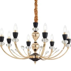 Lampadari Moderni-Ideal Lux Vanity sp8 lampadario oro e nero cristalli molati