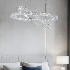 Lampadario Camera Da Letto-Eglo Varrazo lampadario anelli di cristallo per stanza da letto