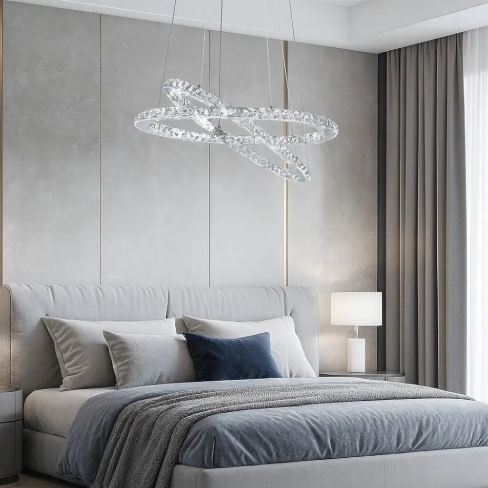 Lampadario Camera Da Letto-Eglo Varrazo lampadario anelli di cristallo per stanza da letto